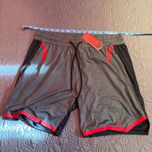 Nasty Pig Athletic Shorts in Gray and Red
